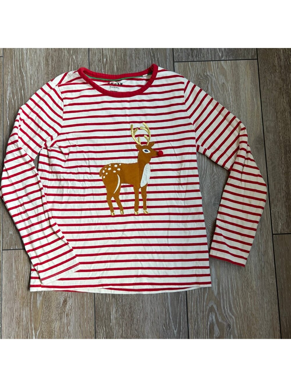 Mini Boden Reindeer Appliqué Top
